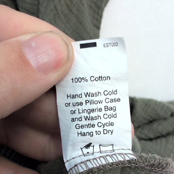 Susan Tyler Cotton Gauze Maxi Dress Olive V-Neck Size L - Picture 12 of 12